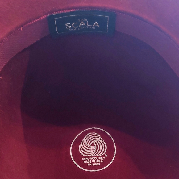 The Scala Collection burgandy wool hat w velvet band. One size - Picture 5 of 10